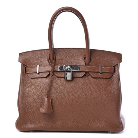 HERMES Taurillon Clemence Birkin 30 Marron D'Inde